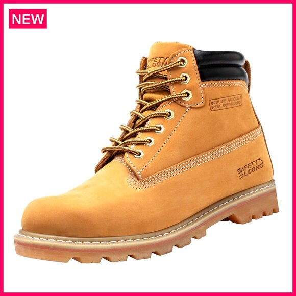 Men's Waterproof Leather Work Boots Non-Slip Soft Toe Comfortable